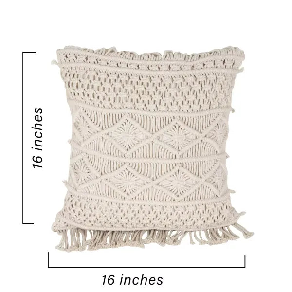Square Macrame Cushion With Cover 16 x 16 inches - Leechoo